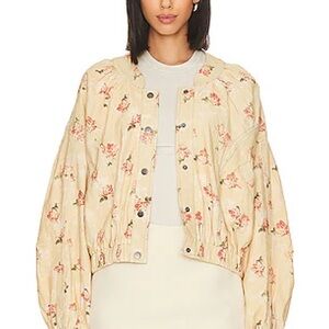 FREE PEOPLE - RORY BOMBER Floral Beige Women's Jacket